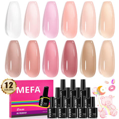 MEFA Jelly Gel Nail Polish Set packaging highlights complete home manicure kit for beginners.