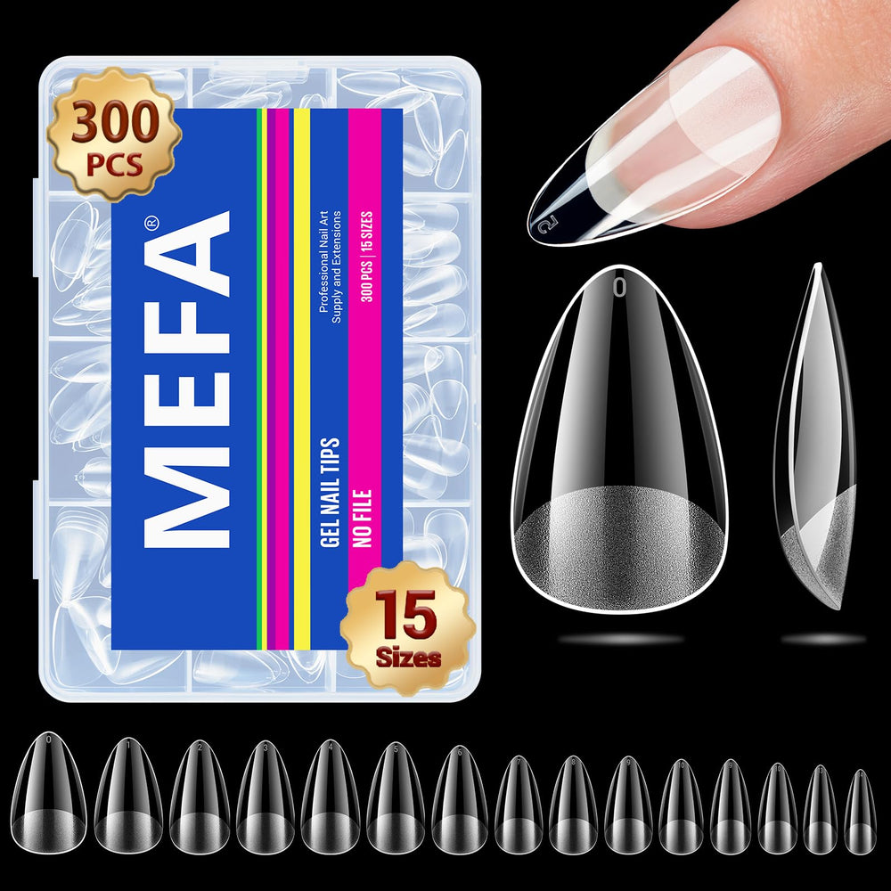 MEFA short almond nail tips ready for quick DIY extensions