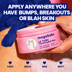Megababe Le Tush mask multi-acid resurfacing targets dull texture.