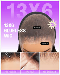 Megalook Hair glueless 13x6 lace front wig cap construction shows breathable design for all-day wear