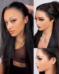Megalook Hair glueless 13x6 lace front wig front view highlighting natural parting and easy styling