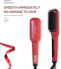 MEGAWISE Pro Ceramic Ionic Hair Straightener Brush LCD display showing precise temperature control.
