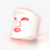 MEGELIN LED mask on face for at-home rejuvenation and relaxation.