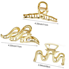 Mehayi metal large hair claw clip shown from side with shiny finish for long hair.
