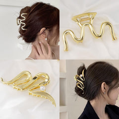 Mehayi metal large hair claw clip in action holding thick hair during activity.