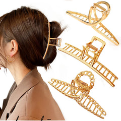 Mehayi metal large hair claw clip set secures thick hair with non-slip grip.