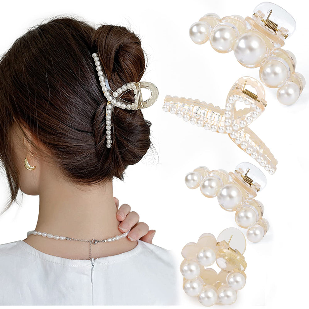 Mehayi pearl claw clip closeup showing glossy finish and secure hold