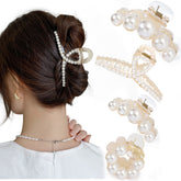 Mehayi pearl claw clip closeup showing glossy finish and secure hold