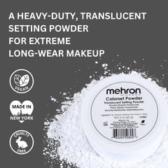 Mehron Colorset Powder puff-application demonstrates easy pressing for moisture control.