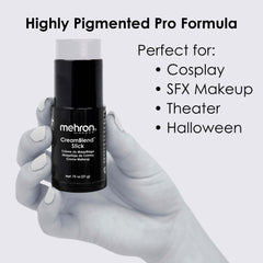 Mehron CreamBlend Stick light-grey on-face application demonstrates smooth blending.