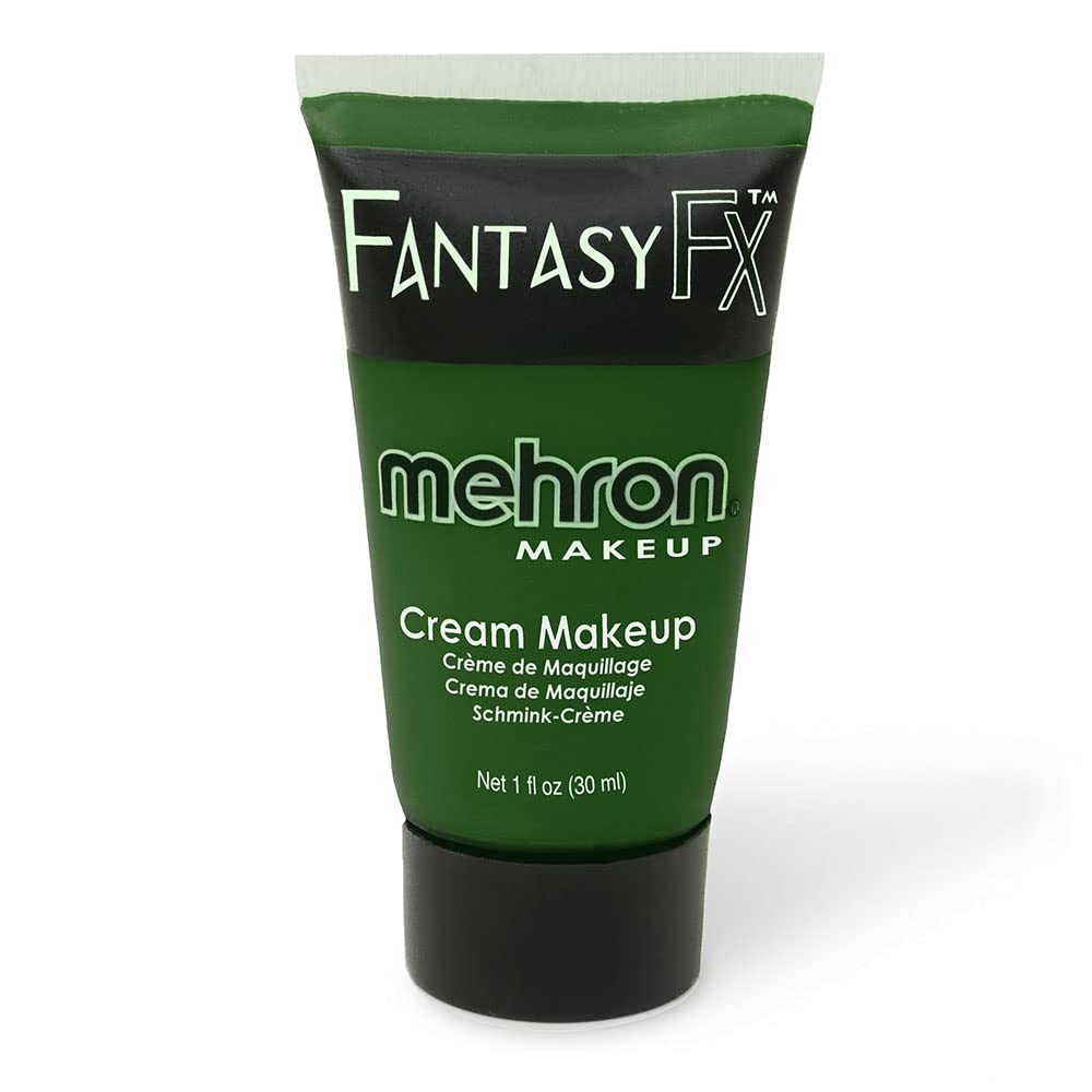Mehron Fantasy FX green cream makeup packaging for premium Halloween artistry.