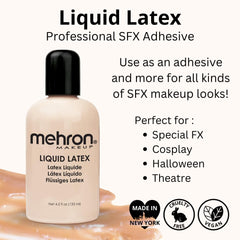 Mehron Liquid Latex adhesive for prosthetics in professional FX work