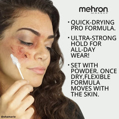 Mehron Liquid Latex applied to build scar and wrinkle layers