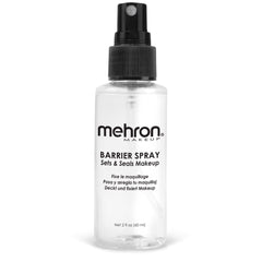 Mehron Makeup Barrier Spray bottle close-up showing long-lasting hold.