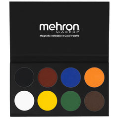 Mehron Paradise FX 8-color basic palette packaging showing vibrant pigments for on-set color selection.