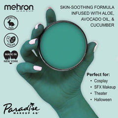 Mehron Paradise Makeup AQ Deep Sea application demonstrates smooth blending for face and body art.