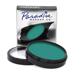 Mehron Paradise Makeup AQ Deep Sea swatch shows vibrant, water-activated color for stage looks.
