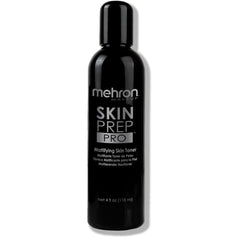 Mehron Skin Prep Pro bottle shown for mattifying primer and long wear.