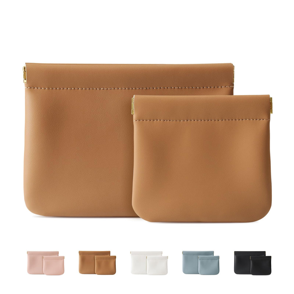 MEIBOOCH two-pack makeup bags in brown for organized travel on the go