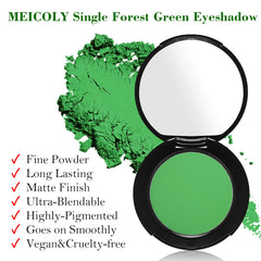 MEICOLY forest-green-eyeshadow swatch highlights matte finish with rich pigment.