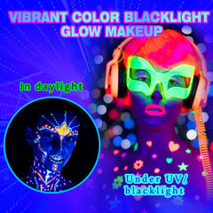 MEICOLY neon face paint used as eyeliner under UV light