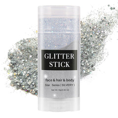 MEICOLY Silver Body Glitter Stick with twist applicator for precise shimmer.