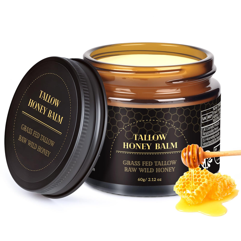 MEIDU Beef Tallow face-application shows soothing moisture for daily skincare.