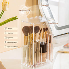 Meifannao vanity organizer with dustproof lid protects cosmetics from dust