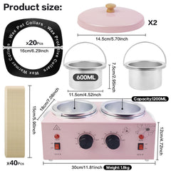 Meigons portable-wax-warmer dual-pots-open shows two cavities for different wax types