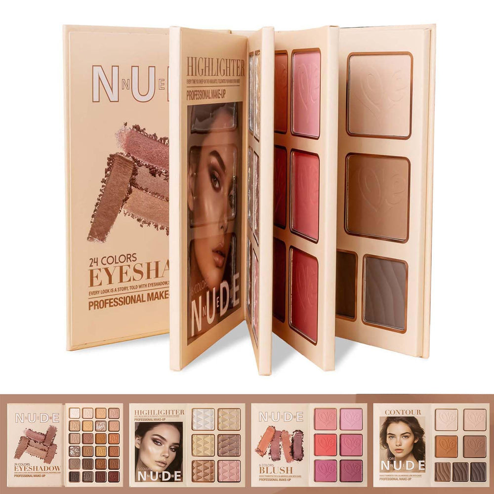 MeiPlumLai book-style palette closed for compact, organized on-the-go makeup storage.