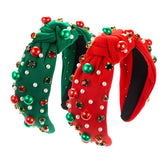 Mejreiik Christmas headband for women with pearls adds festive sparkle for holiday outfits.