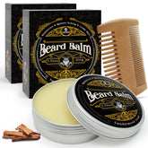 MEKER beard balm tin close-up shows natural organic ingredients for soothing skin.