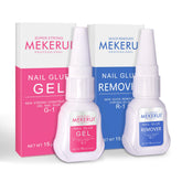 MEKERUI G1 nail glue bottle shows fast-dry action for secure nails.