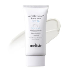 Melixir Airfit Invisible Sunscreen bottle for daily protection.