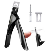 MelodySusie acrylic nail clippers close-up showing precise clean cut for acrylic nails.
