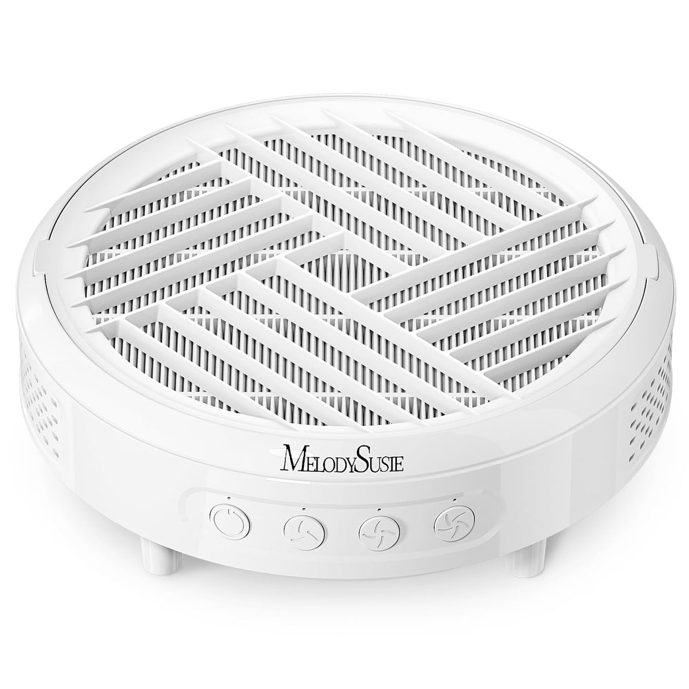 MelodySusie compact nail dust collector front view with strong suction for clean nails.