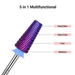 MelodySusie purple 5-in-1 bit mid section provides fine grit for prep.