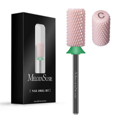 MelodySusie ceramic nail drill bit pink chamfer flat top for safe shaping.