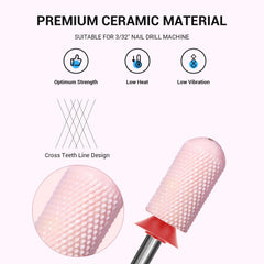 MelodySusie ceramic nail drill bit large barrel pink detail emphasizing contouring
