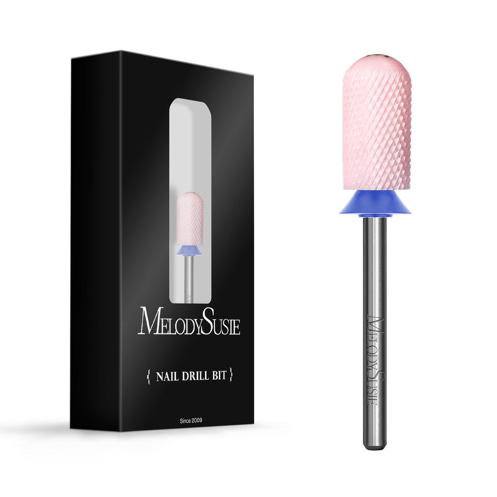 MelodySusie ceramic nail drill bit with smooth top pink barrel for safe shaping and cuticle protection.