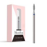 MelodySusie flame-shape cuticle bit in silver offers precise cuticle cleaning for tidy manicures.