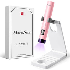 MelodySusie handheld uv light with stand enabling hands-free gel nail curing