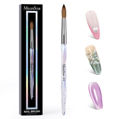 MelodySusie Kolinsky nail brush closeup of bristles for ultra-soft glide and precision.