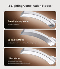 MelodySusie lamp tilt adjustment enables comfortable, shadow-free manicure angles.