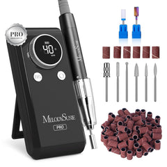 MelodySusie MB420G nail drill front view with 40,000 RPM brushless motor for efficient shaping.