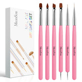 MelodySusie nail art brushes set 6pcs laid out for precise detailing and DIY manicures.