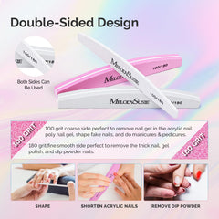 MelodySusie half moon file 100-180 grit ergonomic grip for comfort