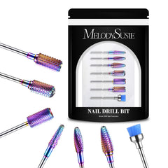 MelodySusie nail drill bits set 7pcs with assorted shapes for efficient acrylic removal