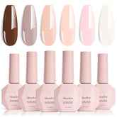 MelodySusie Nude Brown Gel Polish Set packaging, ready for gifting and storage.