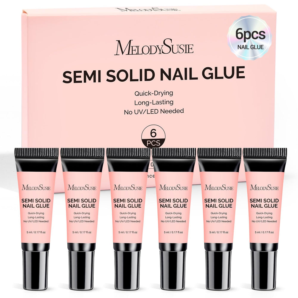MelodySusie semi solid nail glue tube closeup for precise application and quick-dry results
